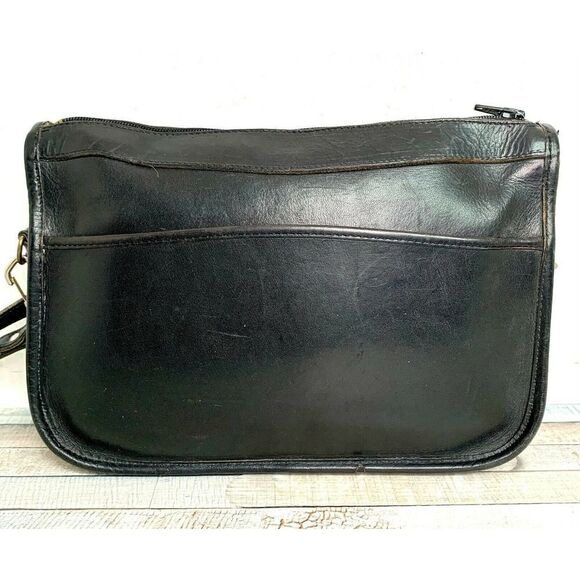 VTG MICHAEL GREEN SEATTLE BLACK GENUINE LEATHER ZIP MESSENGER SHOULDER BAG XBODY - Picture 2 of 12